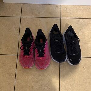 Hoka Pink and Black Athletic Shoes
